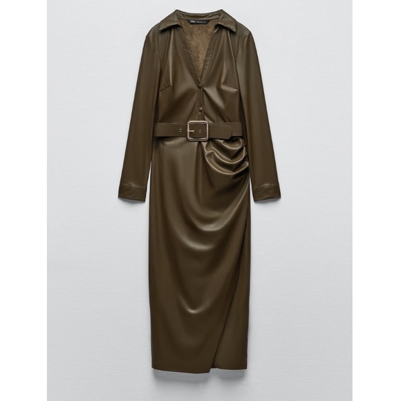 Zara Belted Faux Leather Dress - Picture 7 of 10